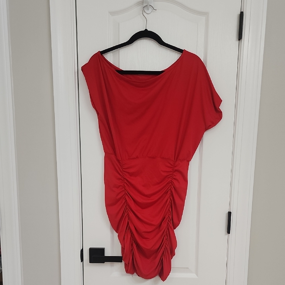 CC Boutique Red Ruched Dress